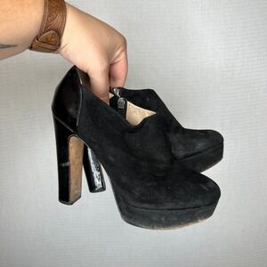 Barneys New York CO-OP Black‎ Suede Platform High Heel Ankle Booties Women's